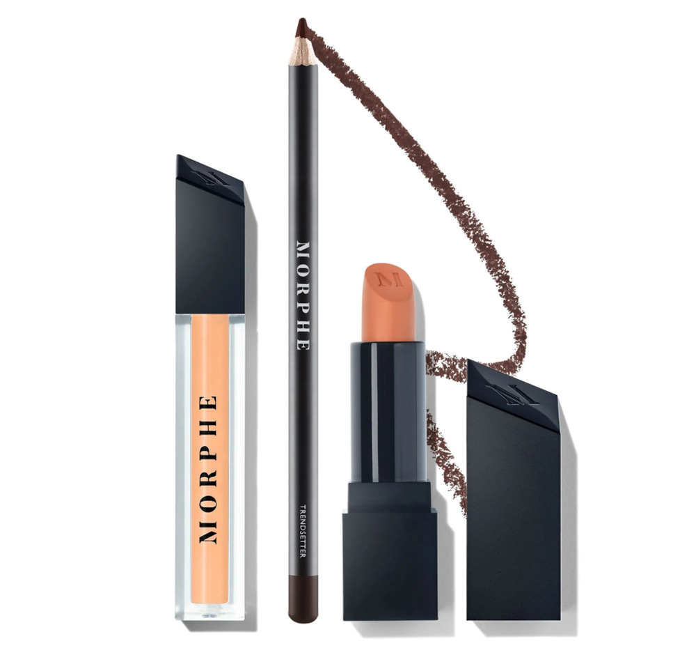 Morphe Out and A Pout Caramel Nude Lip Trio - Lipstick, Gloss, Liner - HTF Set